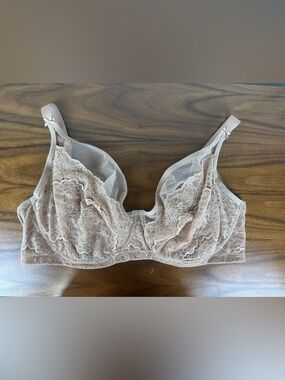 Victoria’s Secret Mesh and Lace Balconette Bra, 42DDD, Praline